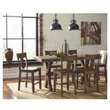 Ashley Walnord Dining Room Table & 6 Bar Stools