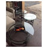Ashley round glass top coffee & 2 end tables