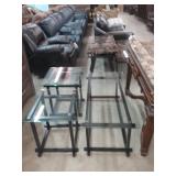 Ashley glass top coffee & 2 End tables
