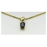 10kt Gold Sapphire & Diamond Necklace