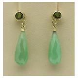 10kt Gold Genuine Jade & Peridot Earrings