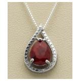 Genuine Pear Cut Ruby & Diamond Pendant