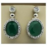 Oval 4.86 ct Emerald Solitaire Earrings
