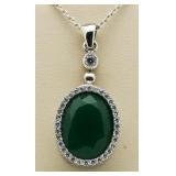 Oval 8.41 ct Emerald Solitaire Pendant