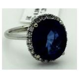 $14,675 14kt Gold 7.66 ct Sapphire & Diamond Ring