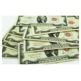 (10) Red Seal 1953 & 63 $2 Bank Notes