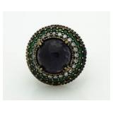 Amethyst & Emerald Vintage Style Cocktail Ring