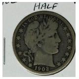 1902 Barber Silver Half Dollar