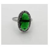 Alongated Oval 3.50 ct Emerald Designer Ring