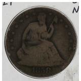 1858-O No Motto Seated Liberty Silver Half Dollar