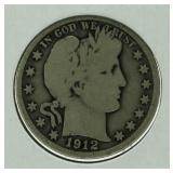 1912 Barber Silver Half Dollar