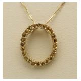 10kt Gold Citrine Circle Of Life Necklace