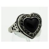 Heart Shape Onyx Estate Ring