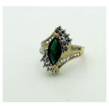 10kt Gold Emerald & White Topaz Ring