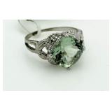Genuine 3.80 ct Green Amethyst Designer Ring
