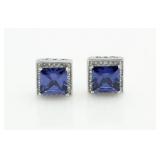Princess Cut 3.50 ct Tanzanite Designer Earrings