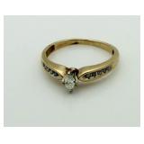 14kt Gold Marquise Cut Diamond Ring