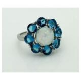 Gorgeous 6.50 ct Opal & Blue Topaz Designer Ring