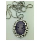 Vintage Style Purple Cameo Pendant