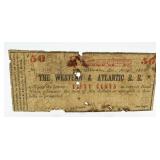 1862 Confederate Western Atlantic Railroad Note