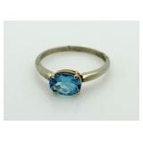 14kt Gold Brilliant Blue Topaz Solitaire Ring