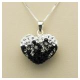 Swarovski White & Black Heart Pendant