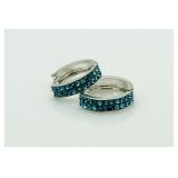 Quality Blue Topaz Huggie Style Earrings