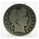 1913-D Barber Silver Half Dollar *Better Date