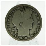 1908-D Barber Silver Half Dollar