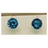 Brilliant 2.00 ct Blue Topaz Solitaire Earrings