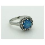 Australian Blue Opal Designer Ring