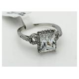 Radiant Cut White Sapphire Designer Ring