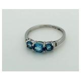 10kt Gold 3 Stone Blue Topaz Anniversary Ring