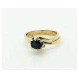 14kt Gold Oval Sapphire & Diamond Wedding Set