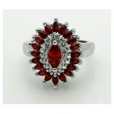 Orange & White Sapphire Designer Ring