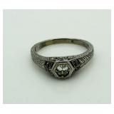 14kt Gold Antique Diamond Solitaire Ring
