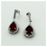 Genuine Pear Cut Ruby & Diamond Earrings