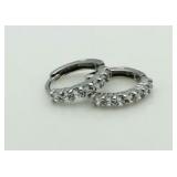 Huggie Style White Topaz Hoop Earrings