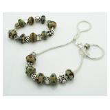 Pandora Style Necklace & Bracelet Charm Set