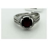 Genuine 2.20 ct Garnet & Diamond Ring