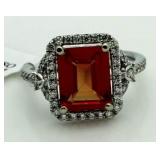 $8,685 14kt 4.60 ct Orange Sapphire/Diamond Ring