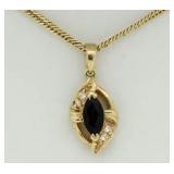 14kt Gold Sapphire & Diamond Necklace