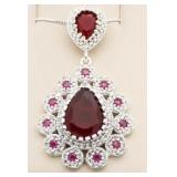 Pear Cut 6.84 ct Ruby Pendant