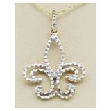 10kt Gold Fleur De Lis Diamond Pendant