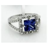 Princess Cut 2.67 ct Tanzanite & Diamond Ring