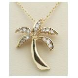 14kt Gold Palm Tree Diamond Pendant