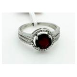 Genuine 2.21 ct Garnet & Diamond Ring