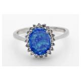 Oval Australian Blue Opal Dinner Ring