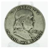 1951 Franklin Silver Half Dollar