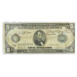 1914 Large Silver $5 Federal Reserve Note